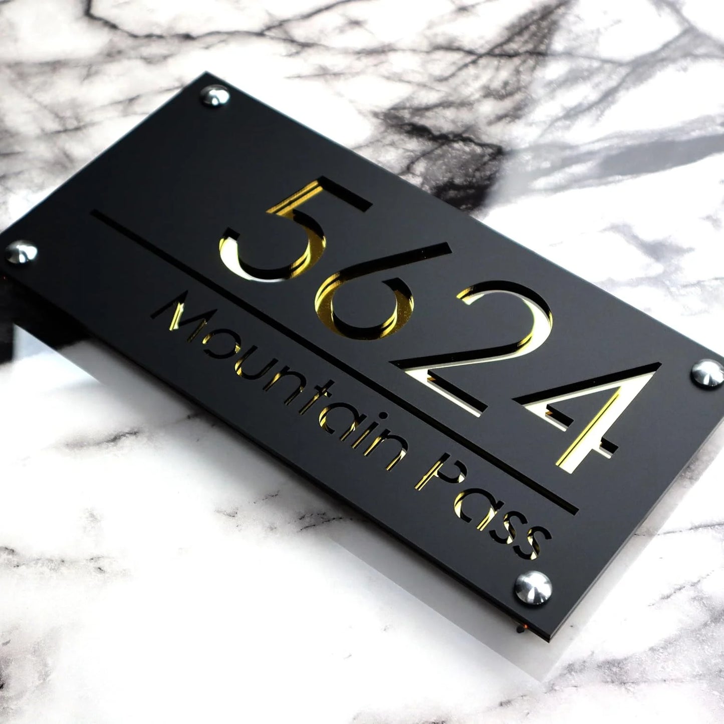 3D Acrylic Personalised Modern Residential House Number Plate