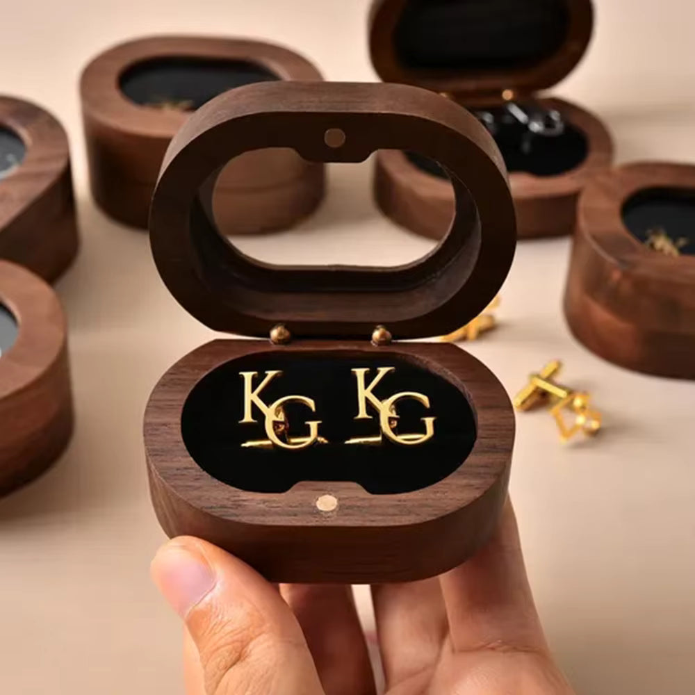 Customised Cufflinks With Wood Finish Display Box