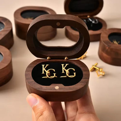 Customised Cufflinks With Wood Finish Display Box