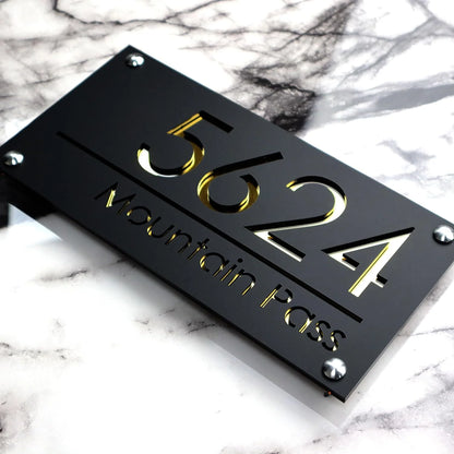 3D Acrylic Personalised Modern Residential House Number Plate