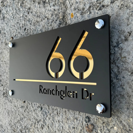 3D Acrylic Personalised Modern Residential House Number Plate