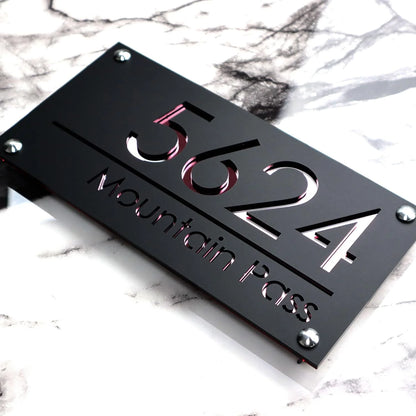 3D Acrylic Personalised Modern Residential House Number Plate